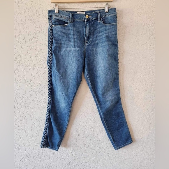 Frame Denim Le High Skinny Braided Leg Jeans sandbar size 32 - Picture 3 of 14